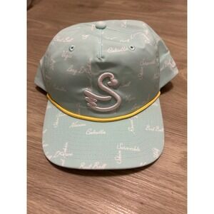 Swannies Golf Hat Teal All Over Print Swan Logo Rope Strap GC Logo Embroidered